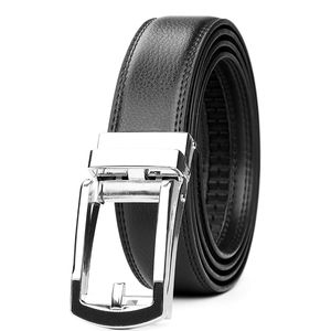 Mens Leather Ratchet Adjustable Dress Belt Black